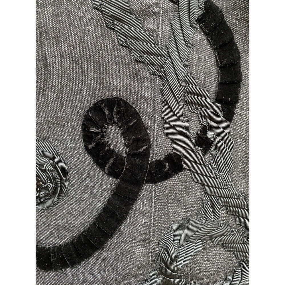 Vtg Y2K Black Swirl Velvet Embroidered Stretch Flare Jeans Pants 10 Boho Goth - Picture 12 of 16